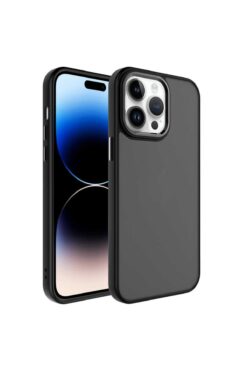 Fibaks Apple Iphone 13 Pro Uyumlu Kılıf Metal Çerçeve Hassas Butonlu Renkli Buzlu Şeffaf Transparan Kapak