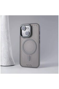 Zebana Apple iPhone 15 Plus Uyumlu Kılıf Zebana Vault Silikon Kılıf (Kablosuz Şarj Destekli) Gri