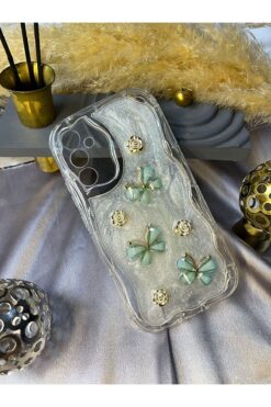Rivor Samsung Galaxy A15 Uyumlu Kılıf Kamera Korumalı Kelebek Ve Çiçek Kabartmalı Desenli Kapak
