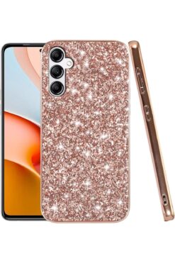 Rivor Samsung Galaxy S24 FE Uyumlu Kılıf Kamera Çıkıntı Taşlı Boncuk İşlemeli Simli Sert Kapak