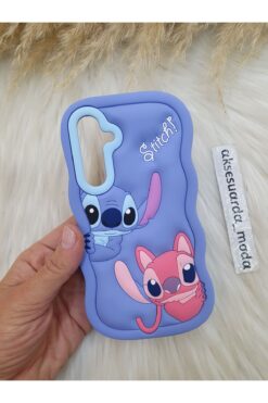 Aksesuarda Moda SAMSUNG GALAXY A35 Uyumlu Stitch Disney Lilo Ve Stiç Hamur Silikon Lüks Kılıf Kapak