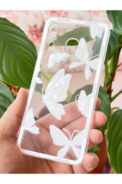 Fibaks Samsung Galaxy A20/A30 Kılıf Şeffaf Kelebek Tasarımlı Desenli Kamera Korumalı Yumuşak Silikon Kapak