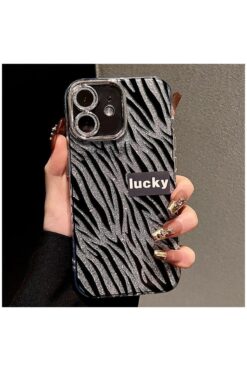 Pro Aksesuar Apple iPhone 11 Uyumlu Kılıf Simli Zebra Silikon Kılıf Siyah