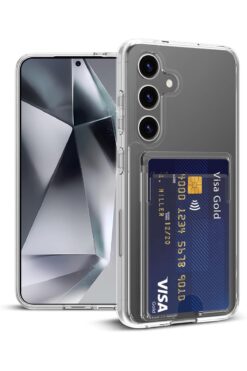 m.tk moveteck Samsung Galaxy A16 Kılıf Şeffaf Arkası Kartlık Bölmeli Cüzdanlı Kartvizitli Yumuşak Silikon Qr işlem
