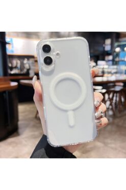 Vip Case Apple iPhone 16 Plus Kamera Çıkıntılı Şeffaf Magsafe Wireless Kablosuz Şarj Destekli V-Mags Kılıf