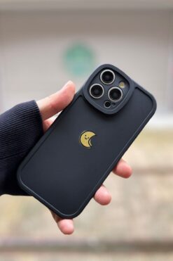 KVK PRİVACY İphone 14 Pro Max Uyumlu Kılıf Ay Desenli Darbelere Dayanıklı Kamera Korumalı Silikon Kapak Siyah