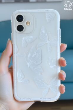 Fibaks Apple iPhone 16 Kılıf Tasarımlı Desenli Kamera Korumalı Şeffaf Kelebek Yumuşak Silikon Kapak