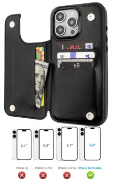 MayCap Iphone 16 Pro Max Uyumlu Kartlıklı Kılıf Cüzdanlı Akıllı Lüx Kılıf Kadın Erkek Cüzdan Kılıf