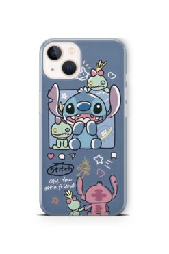 Space Star iPhone 13 Uyumlu Stitch Tasarım Baskılı Şeffaf Kılıf