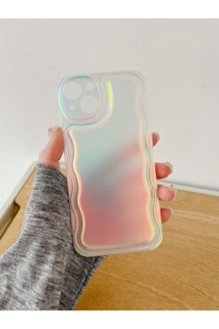 EDELFU Iphone 13 Hologram Zigzaglı Puffer Uyumlu Kılıf Arkası Mat Darbeye Dayanıklı Silikon