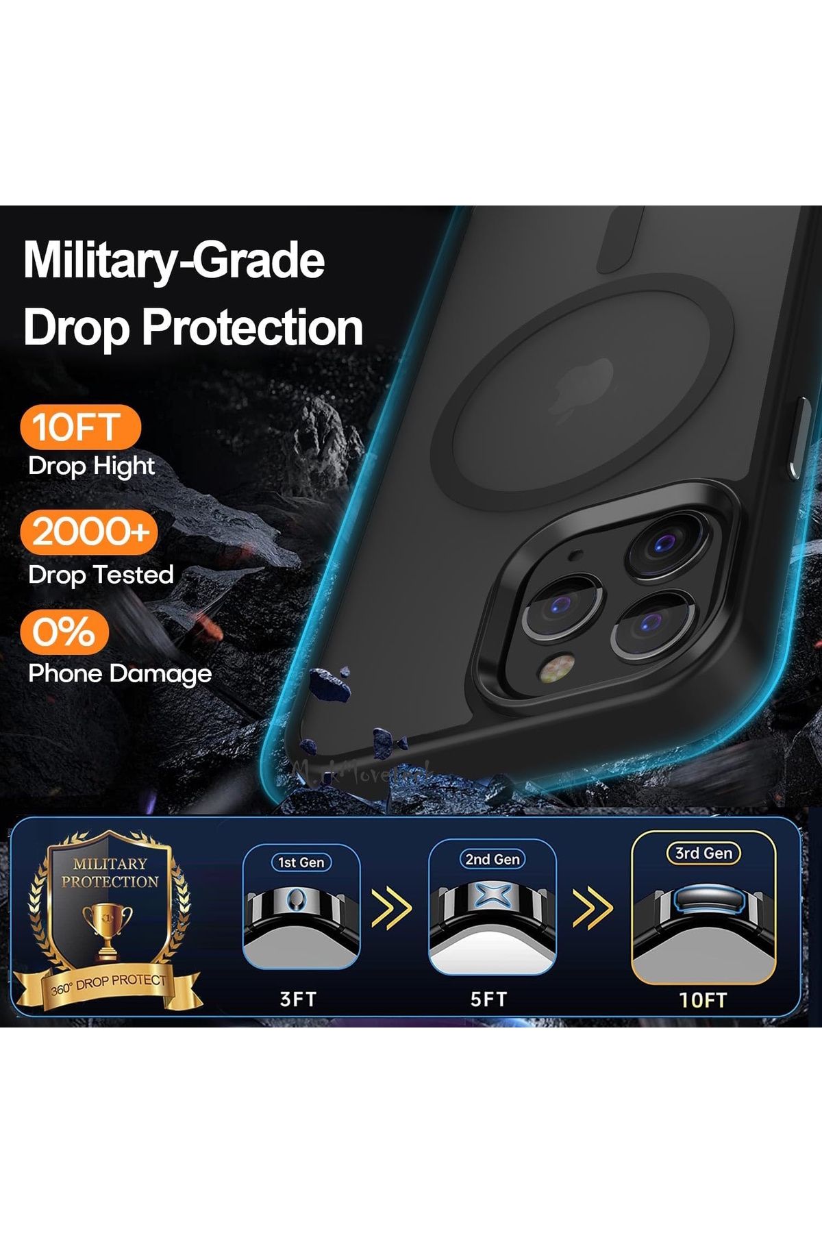 m.tk moveteck İphone 13 Pro Max Kılıf Mat Magsafe Şarj Özellikli Darbe Önleyici Hassas Buton Renkli Yumuşak Kenar - Görsel 2