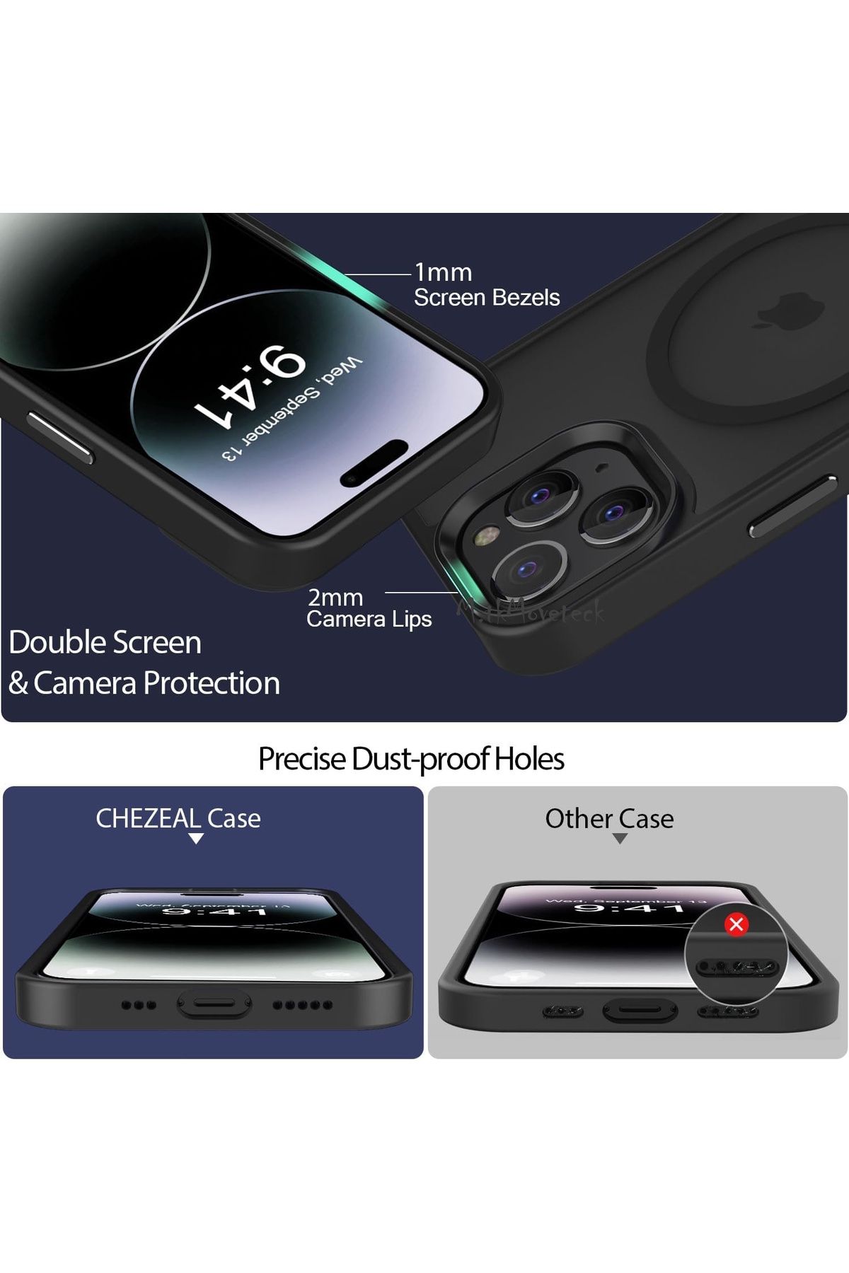 m.tk moveteck İphone 13 Pro Max Kılıf Mat Magsafe Şarj Özellikli Darbe Önleyici Hassas Buton Renkli Yumuşak Kenar - Görsel 4