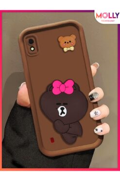 Molly Samsung Galaxy A10 İçin Fallow Brown Kenarları Kalın 3d Kabartmalı Alice Bear Silikon Kılıf