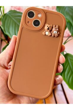 Fibaks İphone 14/13 Uyumlu Kılıf Tasarımlı Desenli Kamera Korumalı Ayıcık Ve Tavşan Yumuşak Silikon Kapak