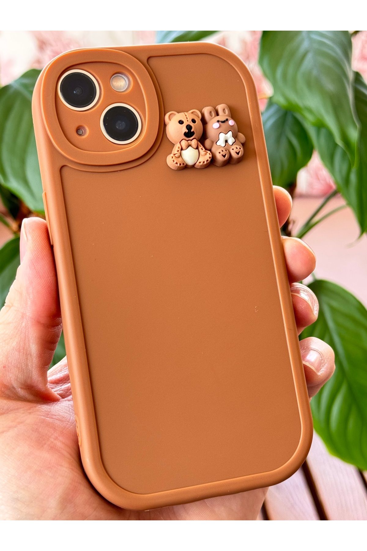 Fibaks İphone 14/13 Uyumlu Kılıf Tasarımlı Desenli Kamera Korumalı Ayıcık Ve Tavşan Yumuşak Silikon Kapak - Görsel 3