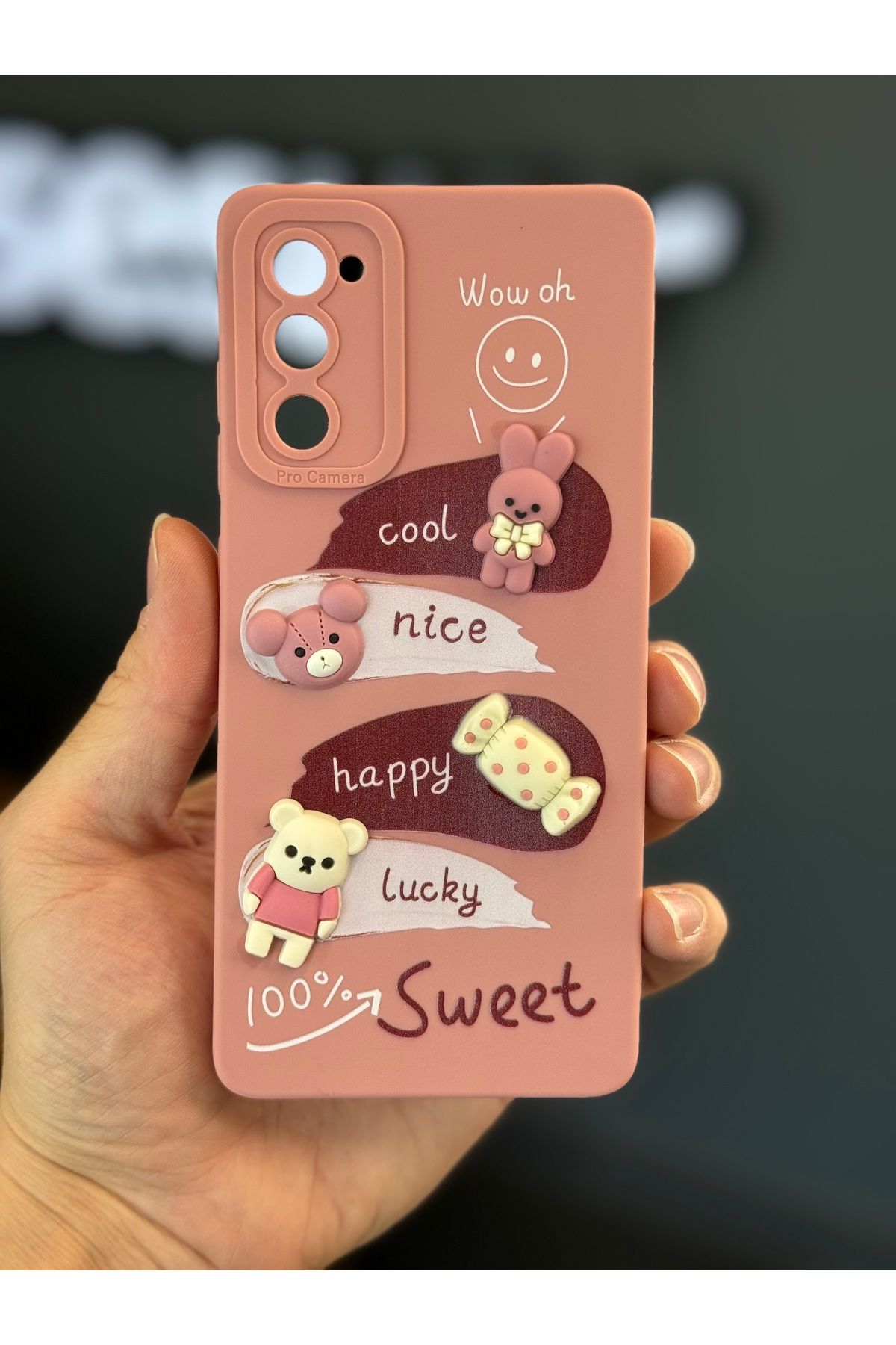 Fibaks Galaxy S20 Fe Uyumlu Kılıf Tasarımlı Desenli Kamera Korumalı Tavşan Pembe Yumuşak Silikon Kapak