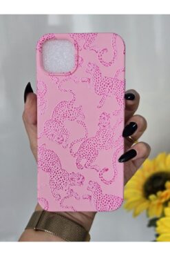 Magic Ring Iphone 14 PLUS / 15 PLUS Uyumlu İçi Kadife Lansman Leopar Baskılı Kılıf