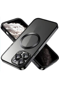 Fibaks Iphone 14 Pro Max Uyumlu Kılıf Kamera Lens Korumalı Şeffaf Renkli Logo Gösteren Parlak Kapak