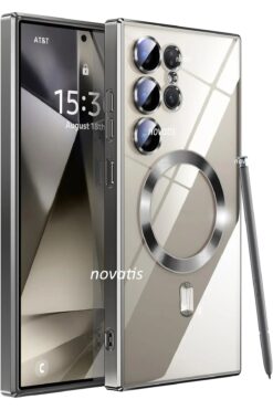 Novatis Samsung Galaxy S25 Ultra Uyumlu Kılıf Kamera ve Hoparlör Toz Korumalı Magsafe Arkası Şeffaf Silikon