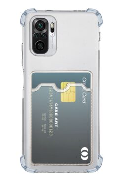 CaseArt Redmi Note 10S Uyumlu Kapak Kamera Korumalı Kartlıklı Darbe Emici Özellikli Şeffaf Silikon Kılıf