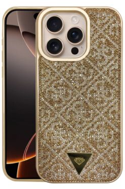 CEPSTOK Apple iPhone 16 Pro Max Kılıf Desenli Taşlı İçi Kadife Silikon