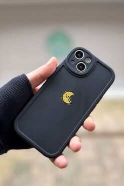 KVK PRİVACY İphone 15 Uyumlu Kılıf Ay Desenli Darbelere Dayanıklı Kamera Korumalı Silikon Kapak Siyah