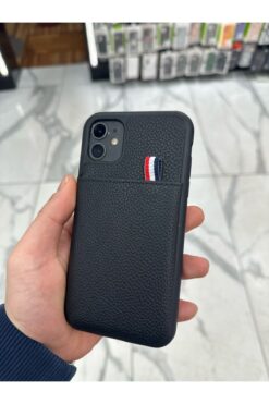 Bilişim Akademi iPhone 11 Uyumlu Deri Kılıf Kartlıklı Kılıf Arkası Cüzdanlı Kılıf Kart Koymalı Kılıf Siyah