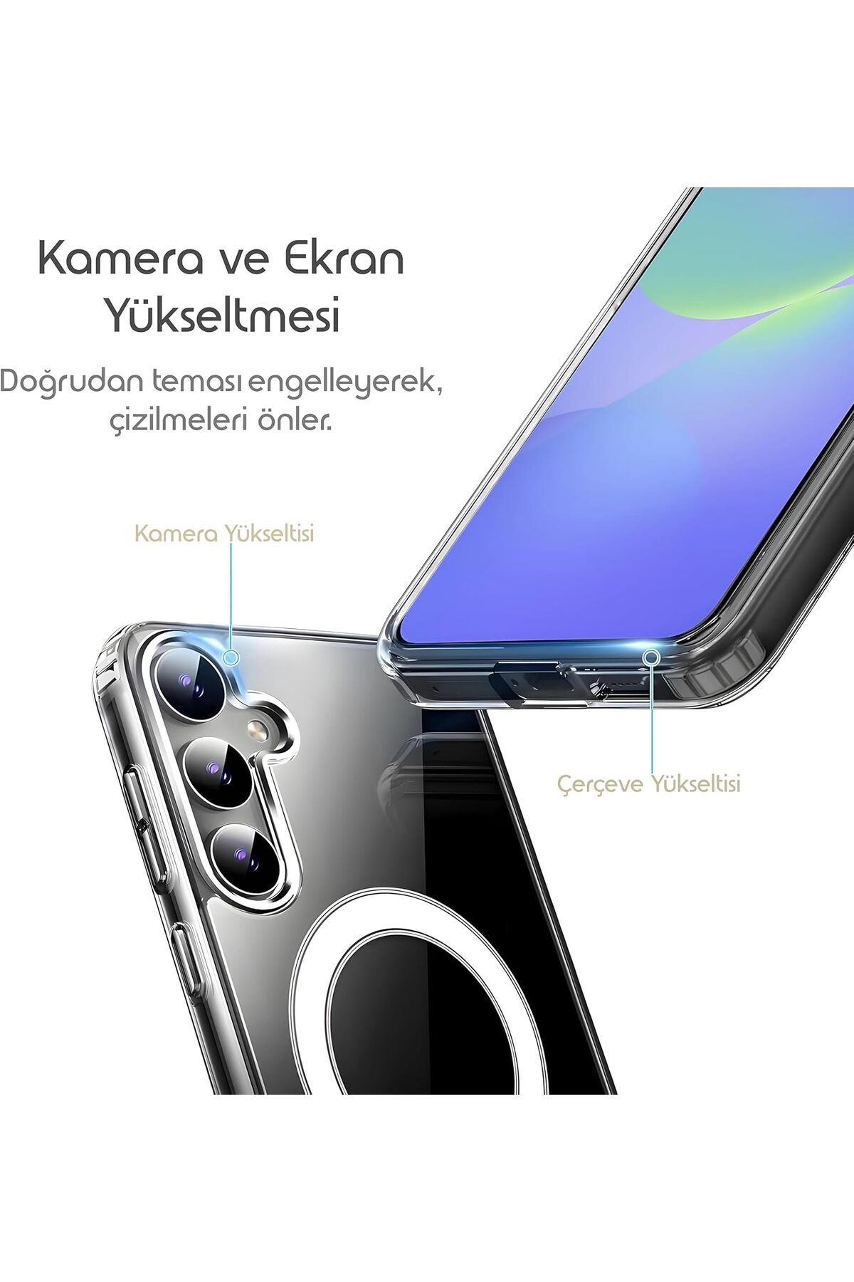 EVAX (MAGSAFE) Samsung Galaxy A36 Uyumlu MagSafe Wireless Özellikli Şeffaf Kılıf - Görsel 2