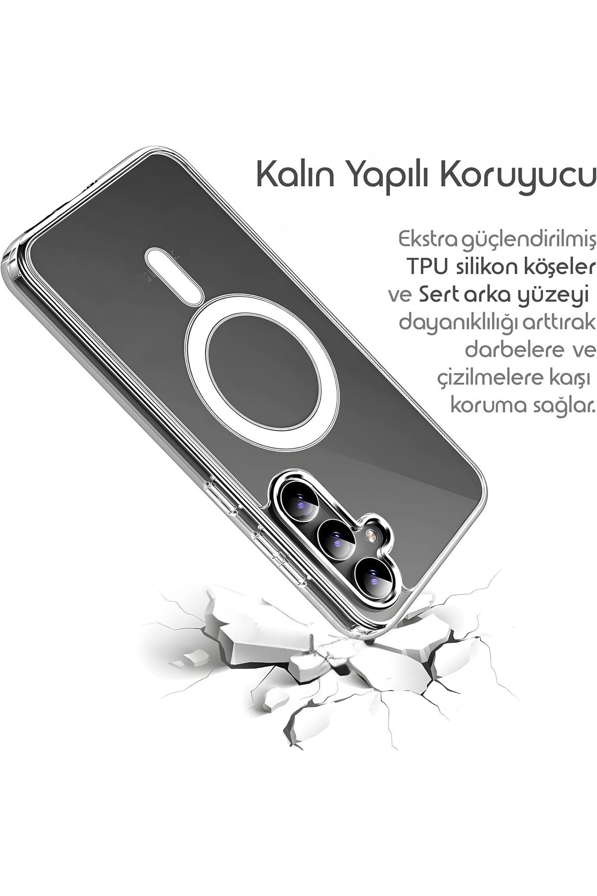 EVAX (MAGSAFE) Samsung Galaxy A36 Uyumlu MagSafe Wireless Özellikli Şeffaf Kılıf - Görsel 3