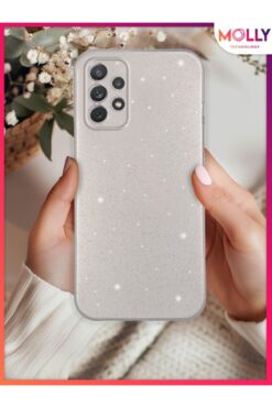 Molly Samsung Galaxy A52 İçin Gümüş Berry Simli Parlak Silikon Kılıf