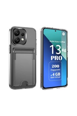 m.tk moveteck Xiaomi Redmi Note 13 Pro 4g Kılıf Şeffaf Arkası Kartlık Bölmeli Cüzdanlı Kartvizitli Yumuşak Silikon