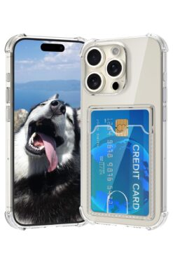 Caseji iPhone 16 Pro Max Uyumlu Köşeleri Çıkıntılı Kartlıklı Şeffaf Kılıf