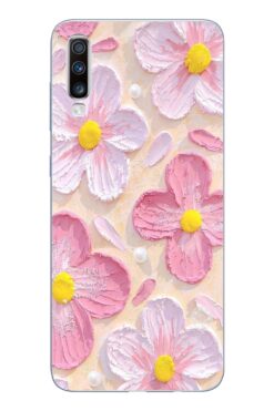moonset Samsung Galaxy A30S/A50/A50S Uyumlu Pastel Çiçek Tasarımlı Baskılı Şeffaf Telefon Kılıfı