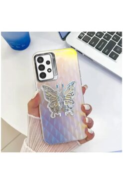 Pro Aksesuar Samsung Galaxy A13 Uyumlu Kılıf Zebana Standlı Kelebek Silikon Kılıf Desen 2