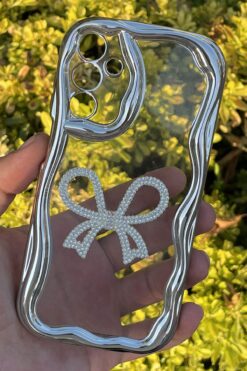 CEPSTOK Samsung Galaxy A15 Kılıf Gümüş Taşlı Darbe Önleyici Silikon Kapak