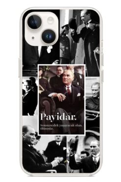 TechTree iPhone 13 - 14 Uyumlu Atatürk Payidar Şeffaf Silikon Kılıf