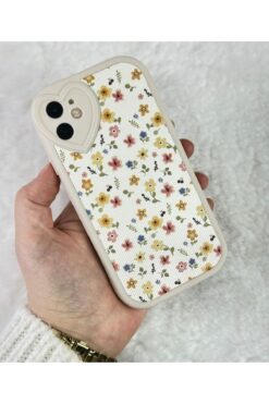 Vip Case iPhone  12 - Kamera Kalp Tasarımlı Minik Tatlı Çiçek Desenli Şirin Flove Kılıf