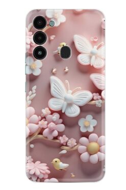 TECNO Spark 8C Kılıf Boutique Baskılı Resimli Pembe Kelebekler Pcode -088