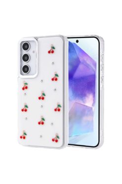 Ummeslem Samsung Galaxy A35 Cep Telefonu için Uyumlu Kılıf Airbag Tasarımlı Simli Şeffaf Kutup Kapak