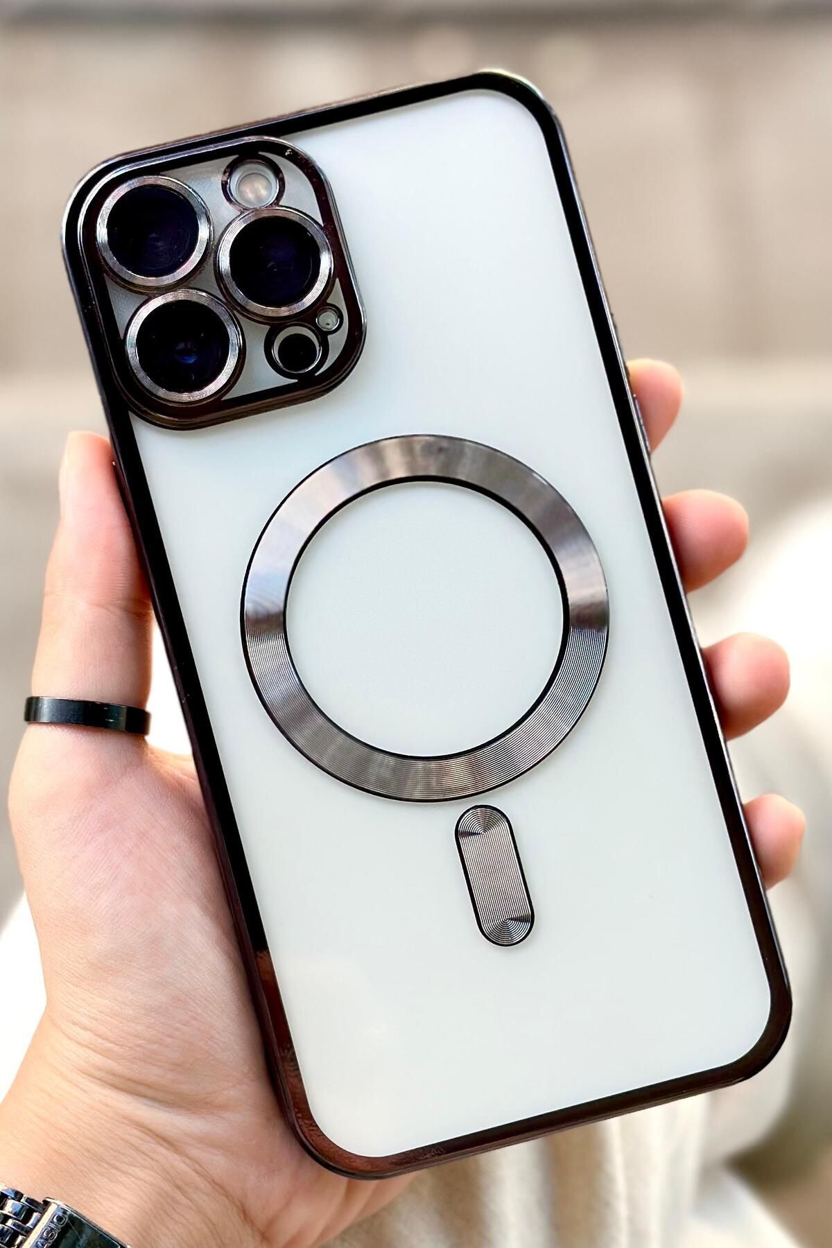 Vip Case iPhone 13 Pro Max Kamera Korumalı Parlak Simli Magsafe Destekli Modern Shimmer Kılıf - Görsel 6