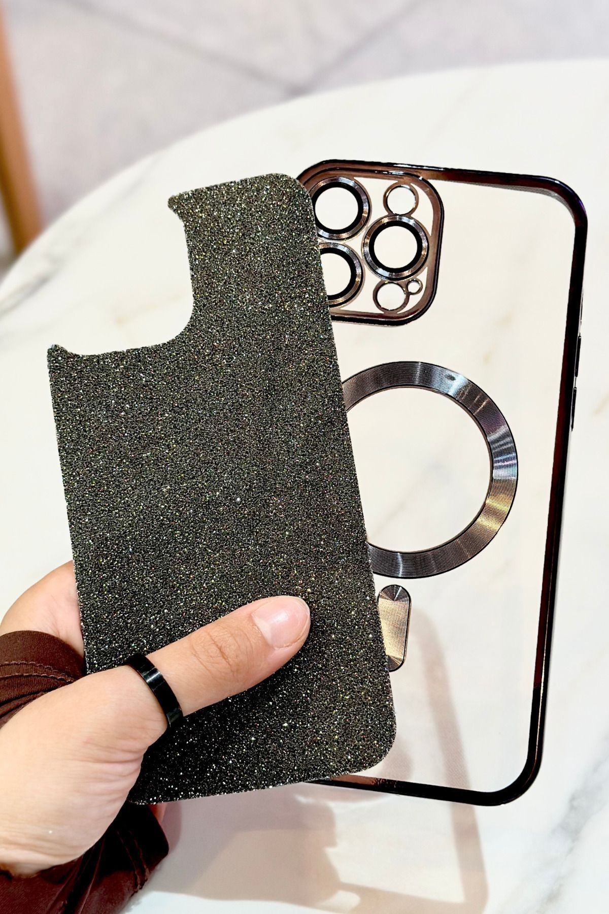 Vip Case iPhone 13 Pro Max Kamera Korumalı Parlak Simli Magsafe Destekli Modern Shimmer Kılıf - Görsel 7