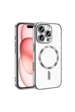 Fibaks İphone 16 Pro Uyumlu Kılıf Kamera Lens Korumalı Magsafe Şarj Kilifi Şeffaf Renkli Yumuşak Kapak