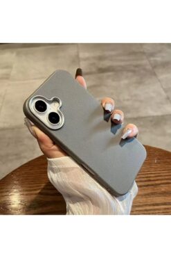 Go Aksesuar Iphone 16 Plus Uyumlu Estetik Dokulu Deri Görünümlü Esnek Silikon Kılıf