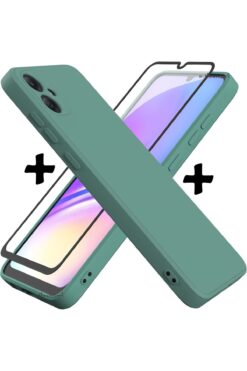 m.tk moveteck Samsung Galaxy A06 Kılıf Kamera Korumalı Yumuşak Renkli Silikon + 9H Ekran Koruyucu Cam 2in1 Set