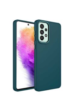 ZM STORE Samsung Galaxy A52 Kılıf Metal Çerçeve Ve Buton Tasarımlı Silikon Zore Luna Içi Kadife Kapak