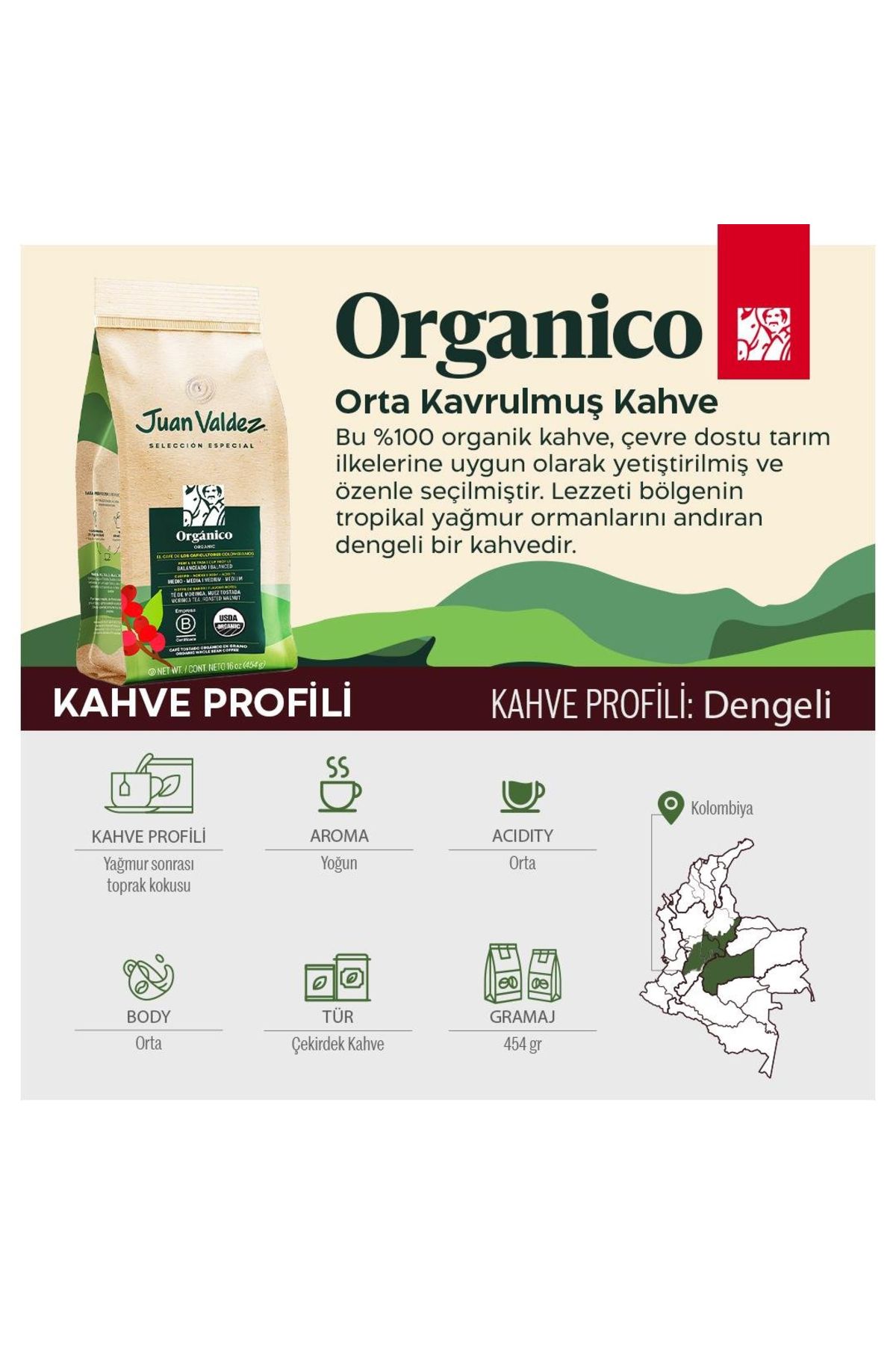 JUAN VALDEZ Organico Öğütülmüş Organik Filtre Kahve 283 gr - Görsel 3