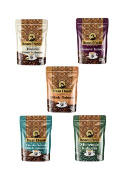 ihsan efendi 5’li set-osmanlı kahve+damla sakız aromalı kahve+dibek kahve+fındık aromalı kahve+menengiç kahve