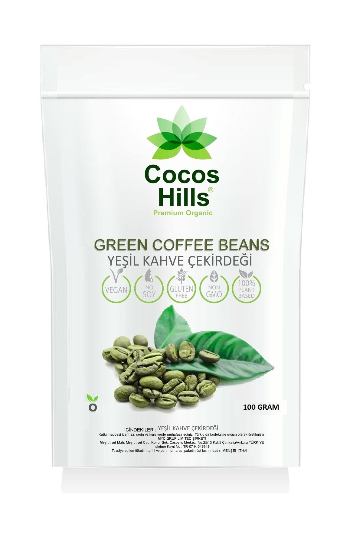 Cocos Hills Green Coffee Beans Yeşil Kahve Çekirdeği 100 gram