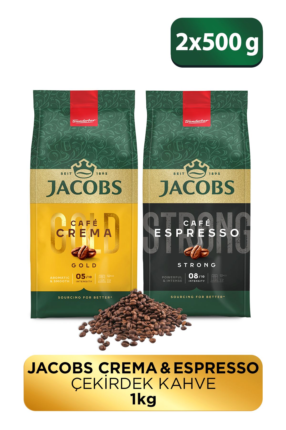 Jacobs Çekirdek Kahve Tanışma Paketi (CAFÉ ESPRESSO 500 GR CAFÉ CREMA 500 GR)