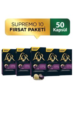 L'OR Supremo Intensity 10 Nespresso Uyumlu Kapsül Kahve Fırsat Paketi 10 Adet X 5 Paket